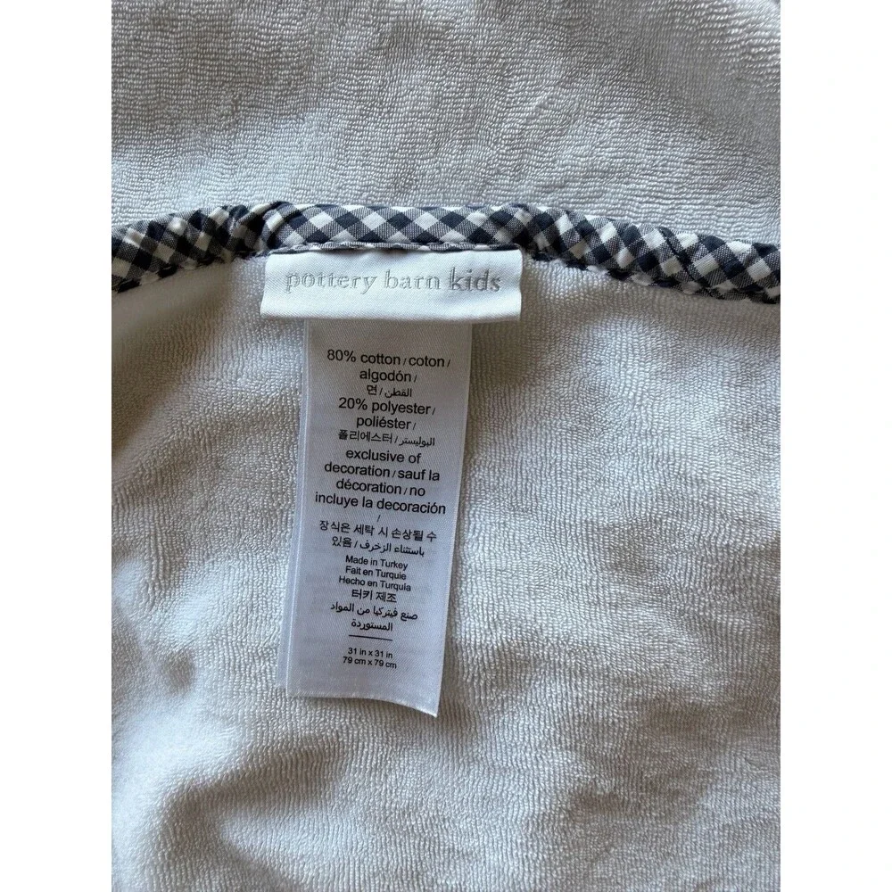 2 Pottery Barn Kids Pink And Navy Gingham Baby Kids Hooded Towels Twins